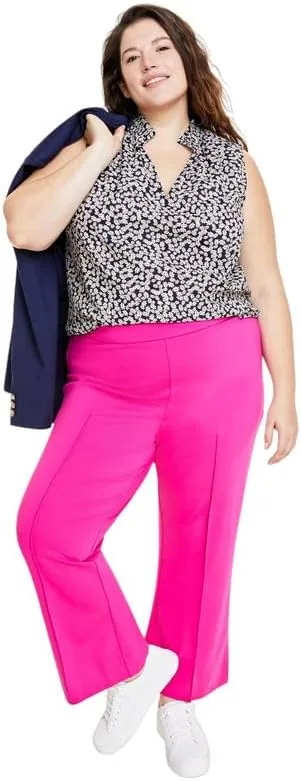 on 34th womens trendy plus size ponte kick flare ankle pants jazzy pink 2x